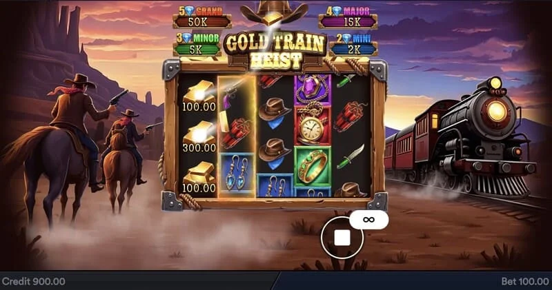 Gold Train Heist - startskärm med hjul och piratvik